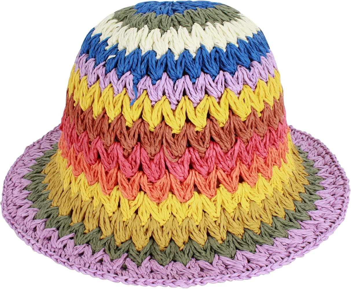 Minache Women Wide Brim Straw Sun Hat Summer Foldable Beach Hat UV Protection Travel Floppy Hat | Amazon (US)