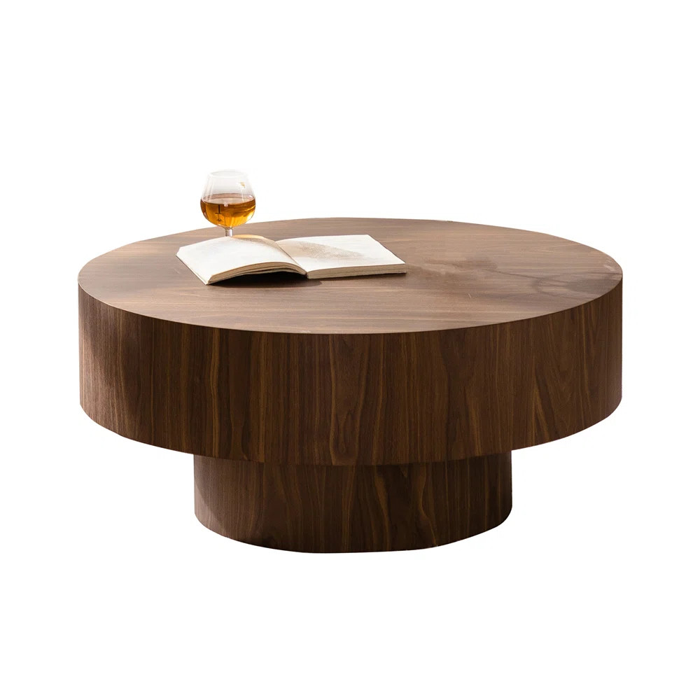Latitude Run® Vintage Round Walnut Wood Coffee Table, Perfect for Living Room, Bedroom, and Offi... | Wayfair North America