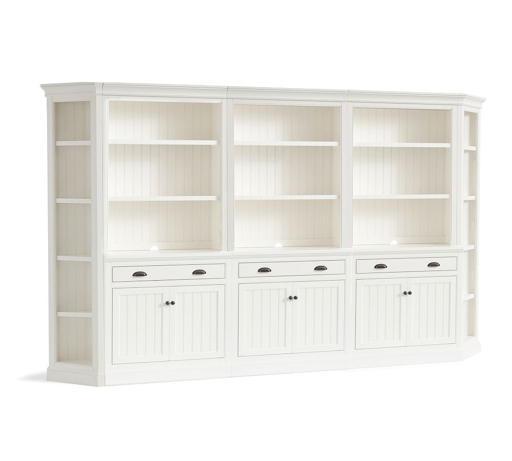 Aubrey Grand Wall Bookcase with Cabinet Base, Dutch White | Pottery Barn (US)