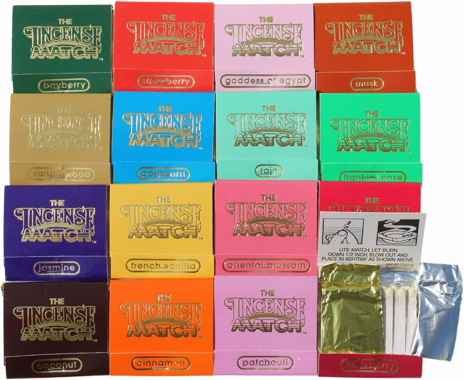 16 Pack The Incense Match: Variety Pack- Portable, Scented Matches for Instant Aroma and Odor Elimination | Sustainable, Travel-Friendly Oder Remover. | 480 Matchsticks per Pack | Amazon (US)