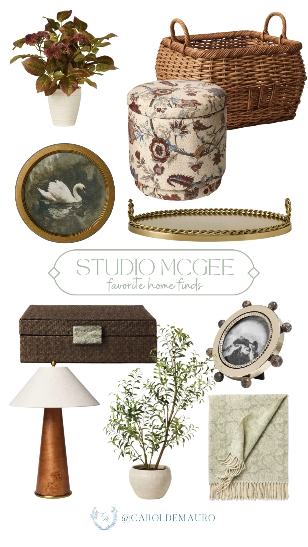 studio mcgee, home finds, favorites, vintage style, neutral decor, faux plants, woven basket, gold metal tray, wall art, trinket box, throw blanket

#LTKHome