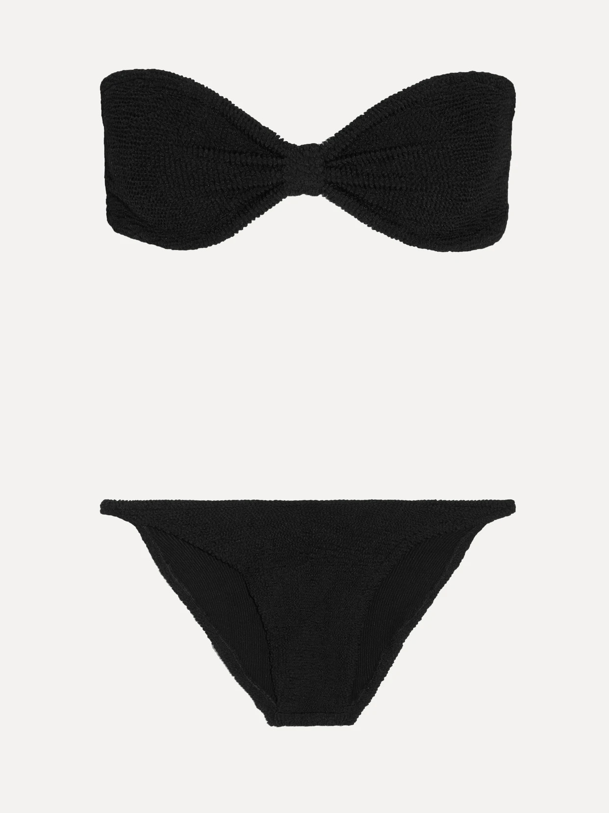Hunza G - Jean Seersucker Bandeau Bikini - Black | NET-A-PORTER (US)