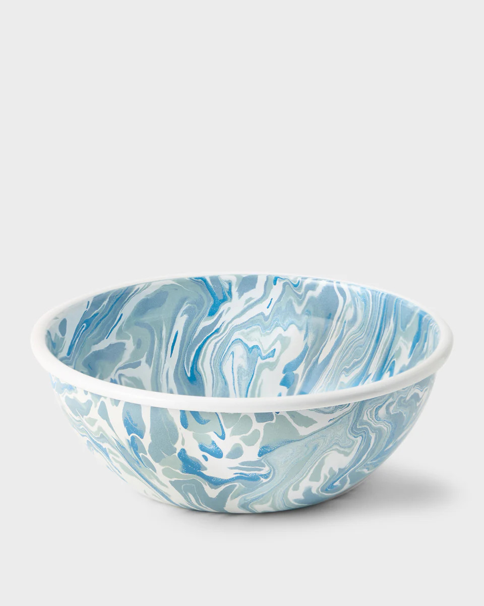 Marbled Enamel Serving Bowl, Light Blue | Cabana Magazine