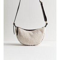 Off White Borg Sling Cross Body Bag Vegan New Look | New Look (UK)