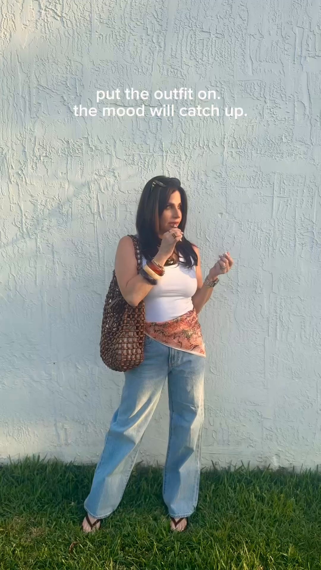 I was so surprised but I fell in love either way this look ! Perfect fit summer. 
Jeans I should have sized down. They are big on me but nothing a little alteration can’t fix . Tank med . 
#howtostyleascarf #casualsummerstyle #denimste

#LTKootd #LTKPetite #LTKOver40