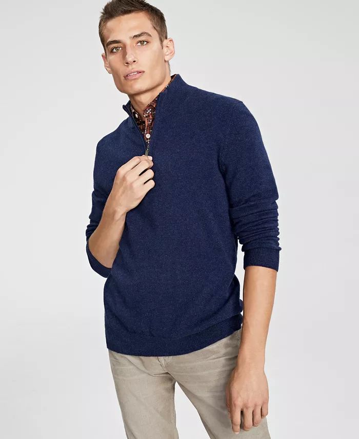 Men's Cashmere Quarter-Zip Sweater, Created for Macy's | Macy's