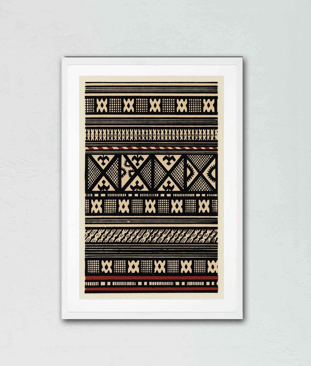 Tribal Design Wall Art African Mudcloth Pattern Black Beige and Red Unframed Print 8X12 or 11X17 ... | Etsy (US)