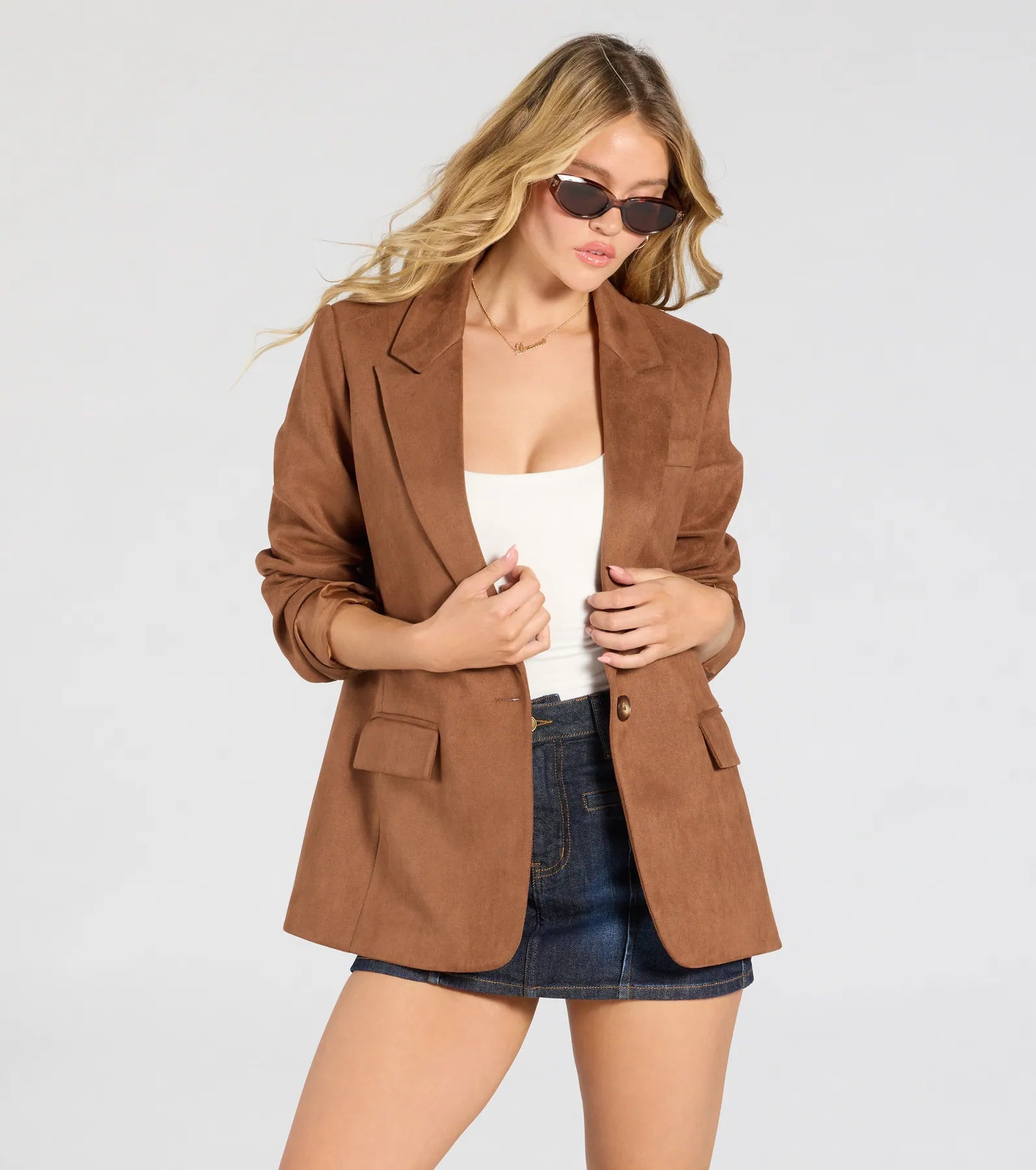 Casual And Chic Faux Suede Oversized Blazer | Windsor Stores