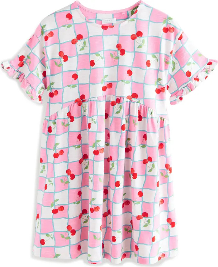 NEXT Kids' Cherry Check Cotton T-Shirt Dress | Nordstrom | Nordstrom