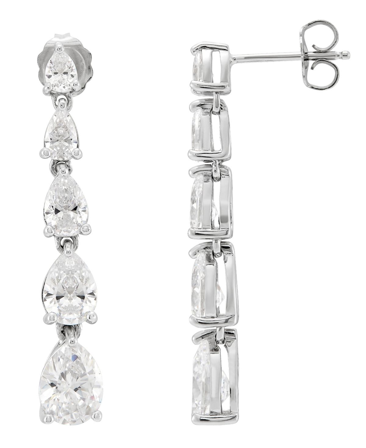 Arabella Cubic Zirconia Graduated Linear Earrings in Sterling Silver (8 ct. t.w.) | Macys (US)