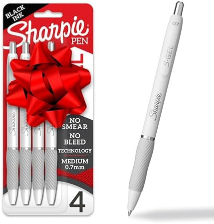 Sharpie S-Gel Pens, Medium Point (0.7mm), Pearl White Body, Black Ink, 4 Count - Ideal for Writin... | Amazon (US)