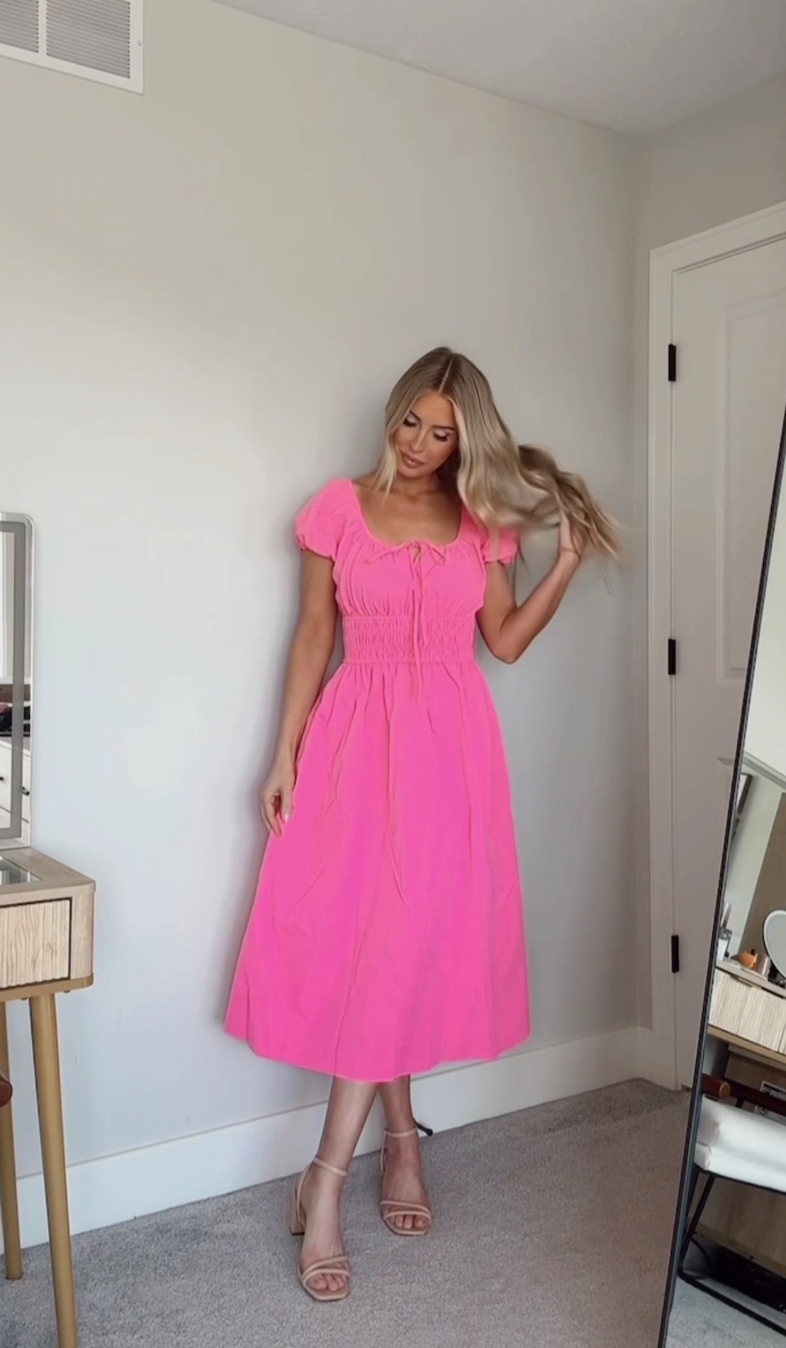 Ready for spring with this cute midi dress! In love with this pink color!  

 #LTKootd #LTKSeasonal #LTKU