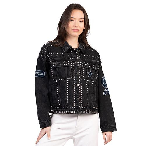 Football Fan Shop Dallas Cowboys Officially Licensed NFL Women's Denim Studded Jacket | HSN