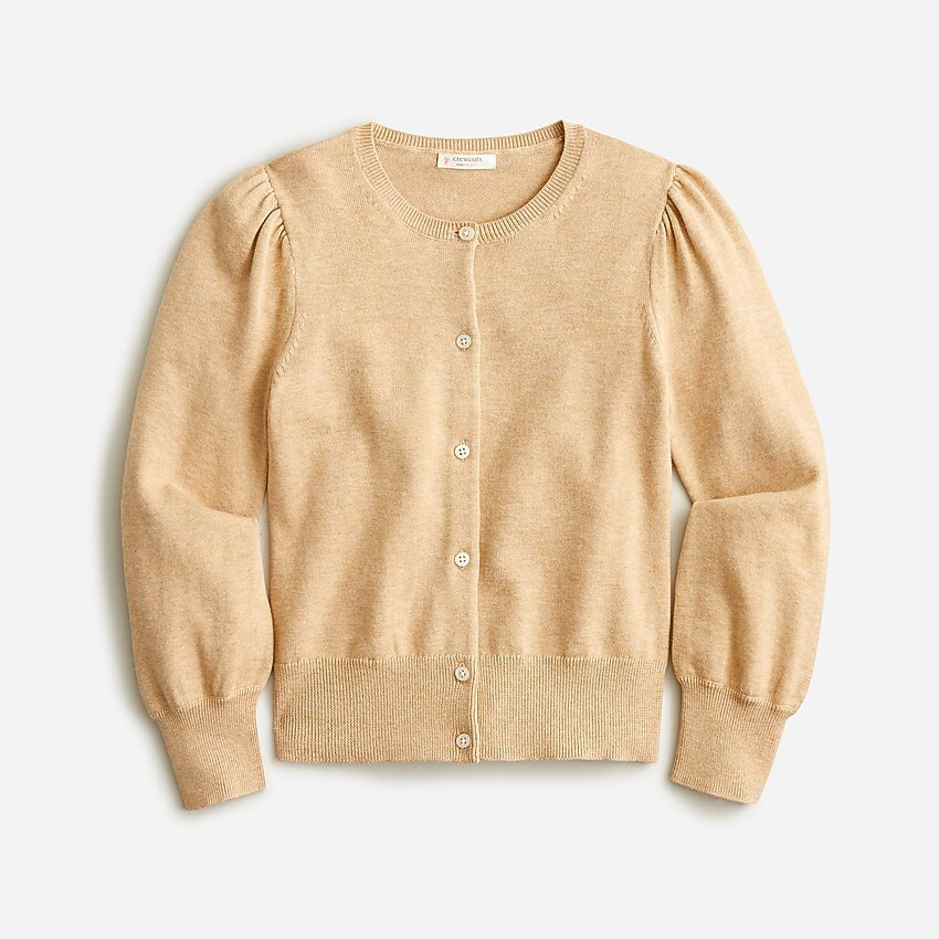 Girls' puff-sleeve cotton cardigan sweater | J. Crew US