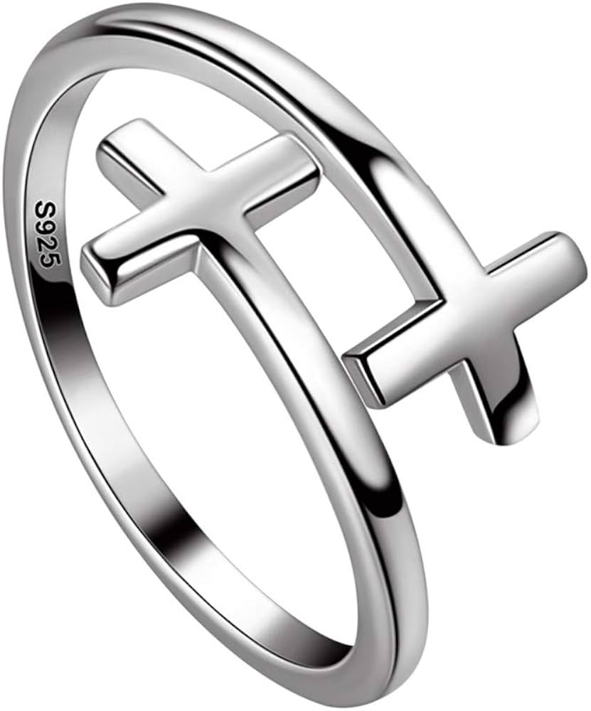 Adjustable Cross Ring for Women 925 Sterling Silver Fine Jewelry Gift for Her Inspiration Christi... | Amazon (US)