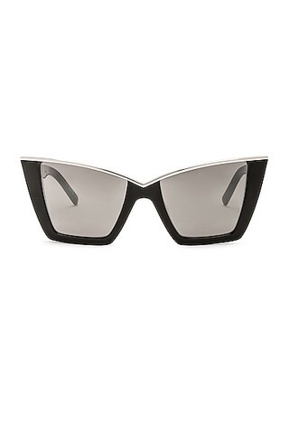 Saint Laurent SL 570 Sunglasses in Black & Silver | FWRD | FWRD 