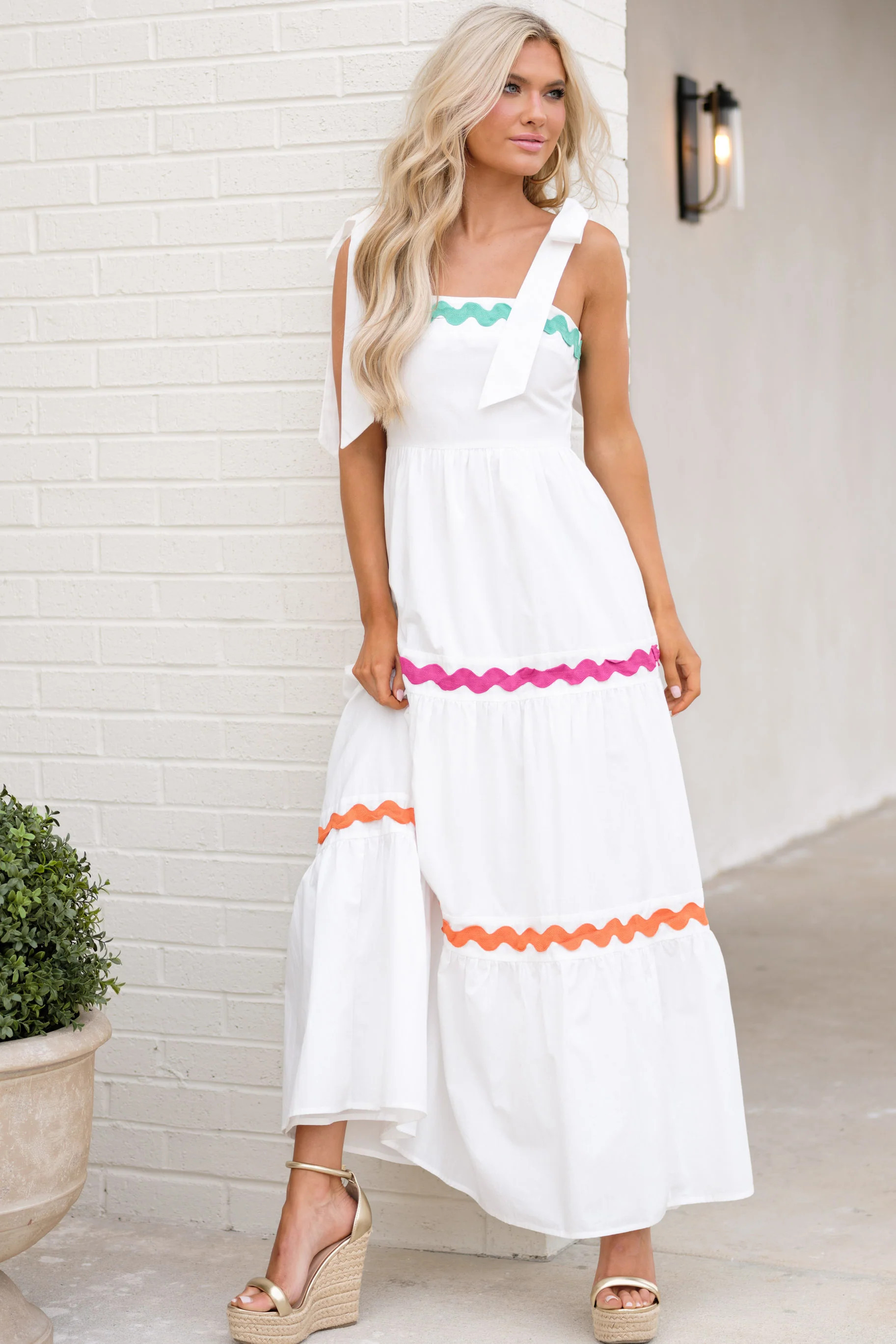 Sunny Day Feeling White Maxi Dress | Red Dress 