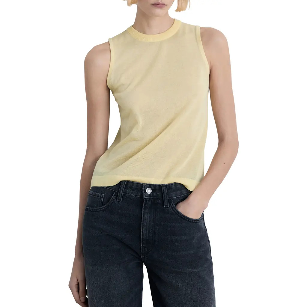 MANGO Sleeveless Tank Top in Yellow at Nordstrom, Size Medium | Nordstrom