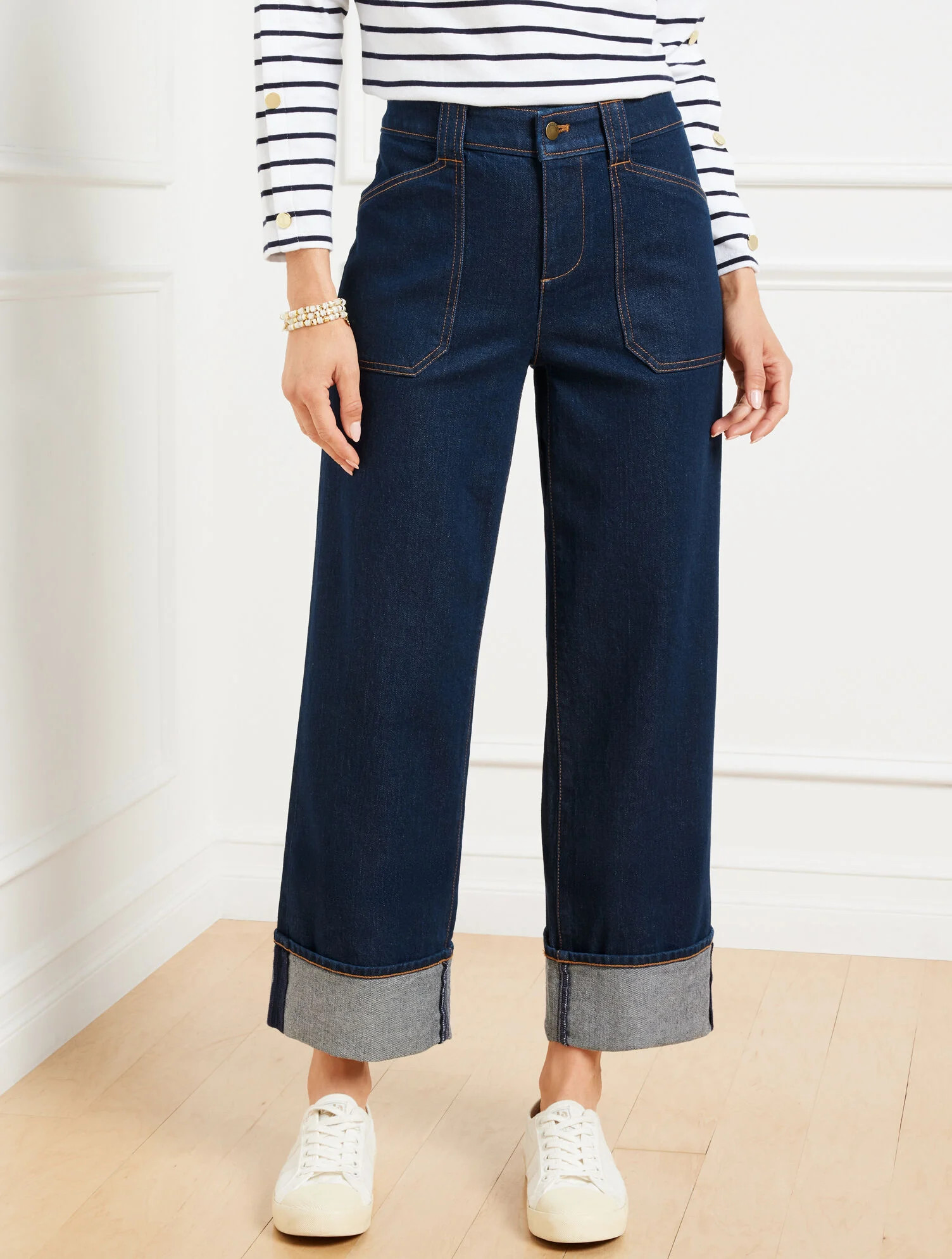 Straight Ankle Cuff Jeans - Warren Wash | Talbots