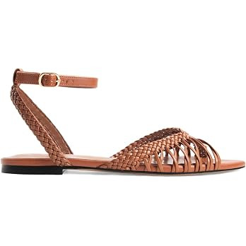 Leather Woven Flats Sandals for Women Strappy Flat Sandals Pointed Open Toe Braid Beach Sandal Co... | Amazon (US)