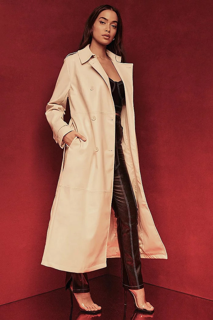 Megan Fox Faux Leather Trench Coat | Boohoo.com (US & CA)