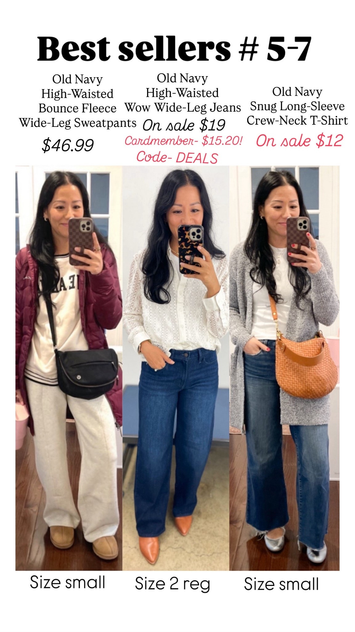 Old Navy bounce fleece wide leg sweat pants
Old Navy WOW wide leg jeans
Old Navy snug long sleeve crewneck t-shirt


#LTKFindsUnder50 #LTKSaleAlert #LTKOver40