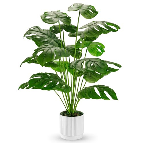 Amazon.com: Der Rose 28" Fake Plants Large Artificial Monstera Faux Potted Plants Indoor Tall for... | Amazon (US)