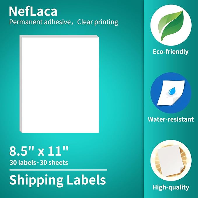 Mailing Label,Address Labels 1-UP,NefLaca White Shipping Labels,Adhesive Shipping Labels,30 Sheet... | Amazon (US)