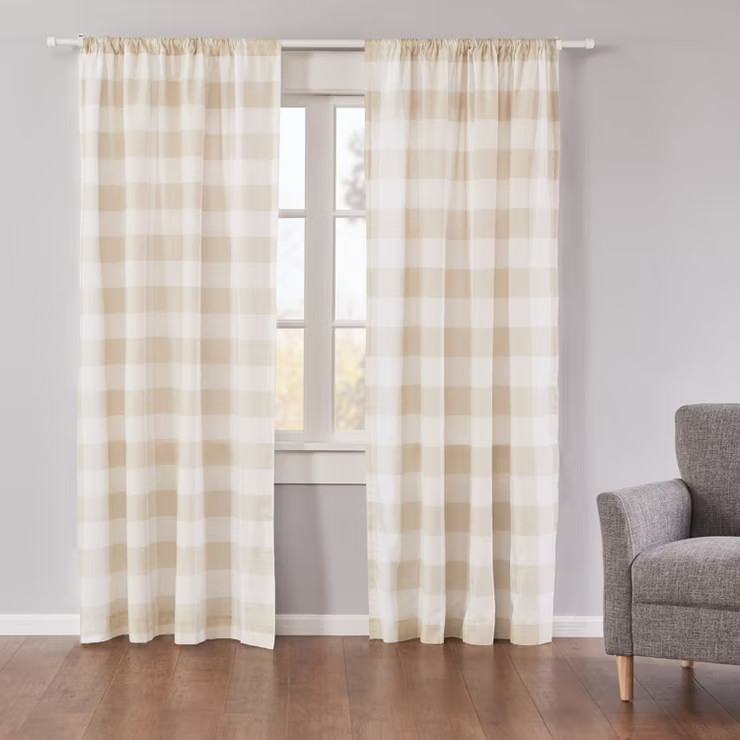 Camden Plaid Lined Curtain Panel with Rod Pocket - Levtex Home | Target