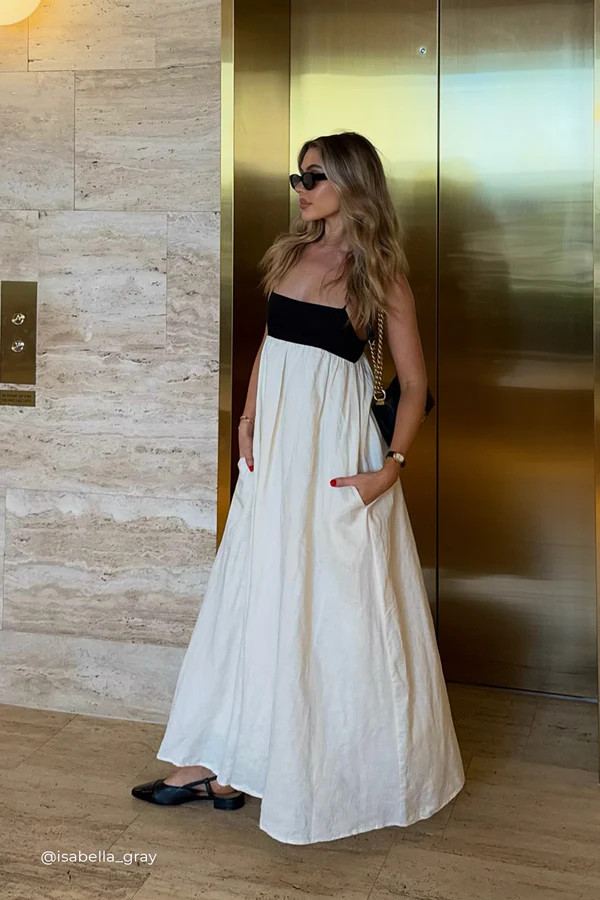 ELENA BUTTERMILK LINEN MAXI DRESS | DISSH