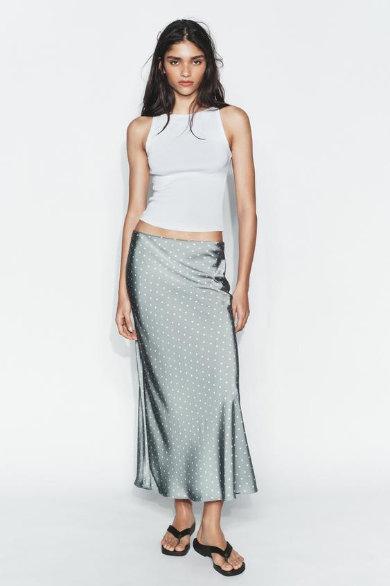 SATIN EFFECT MIDI SKIRT | Zara US