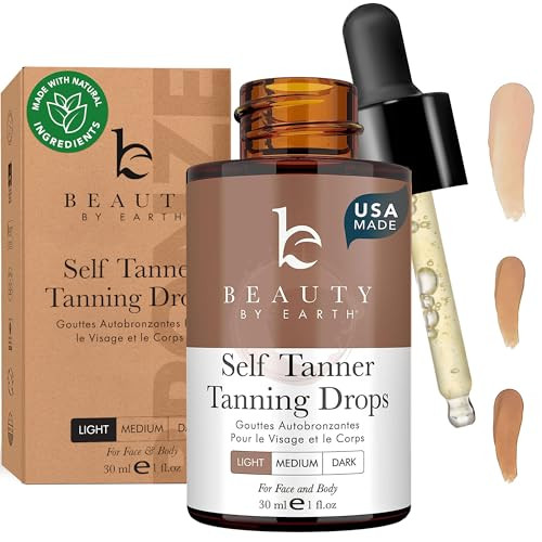 Self Tanning Drops for Face - USA Made with Organic & Natural Ingredients, Bronzing Face Tanning Drops with Aloe Vera, Non Toxic Self Tanner for Sunless Fake Tan & Natural Glow, Cruelty & Toxin Free | Amazon (US)
