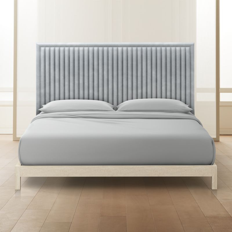 Channel Tufted Headboard Grey King + White Washed Wood Frame + Reviews | CB2 | CB2