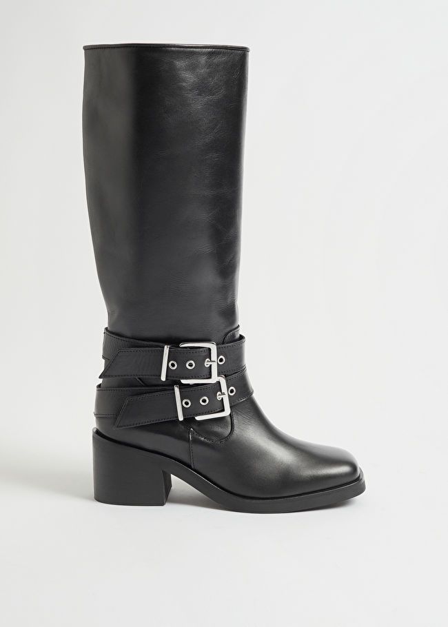 Biker Mid Calf Leather Boots | & Other Stories US