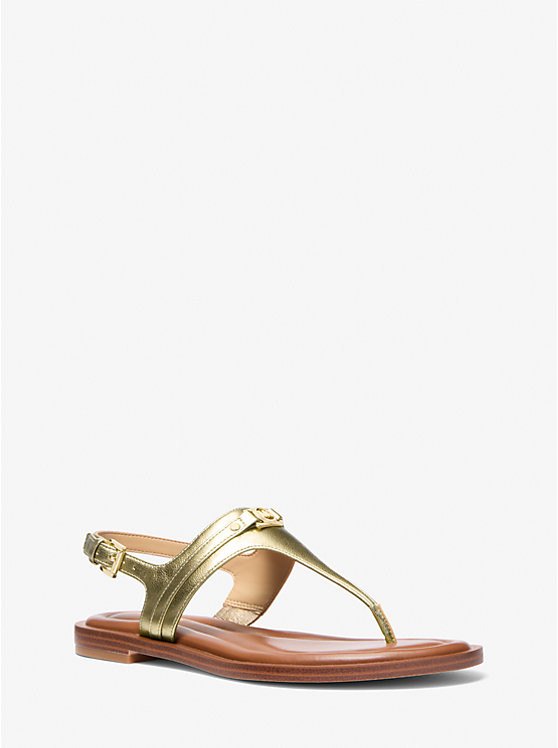 Mandy Metallic Leather T-Strap Sandal | Michael Kors US
