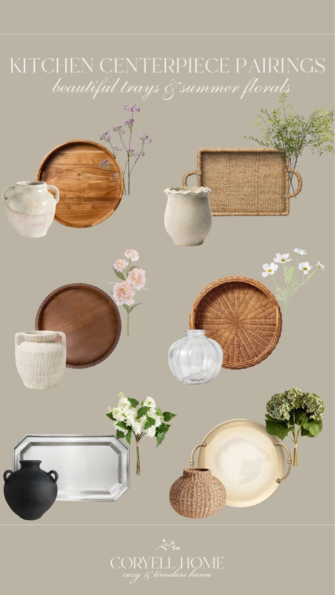 Kitchen centerpiece pairings for any island! Trays, vases and stems at all price points perfect to give any kitchen a summery touch! 🤍

#LTKHome #LTKSeasonal