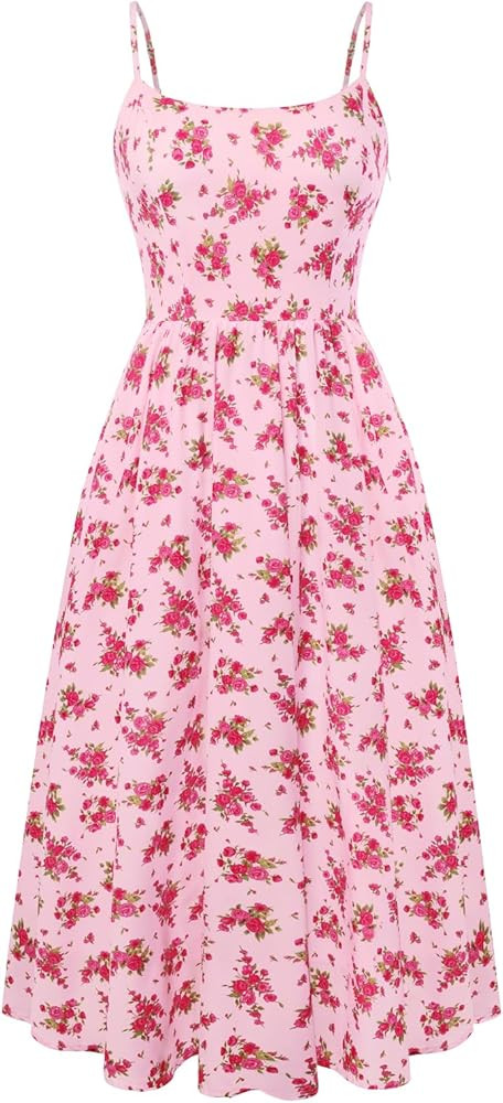Belle Poque Floral Dress for Women 2026 Summer Sleeveless Midi Sun Dresses A-line Beach Elegant S... | Amazon (US)