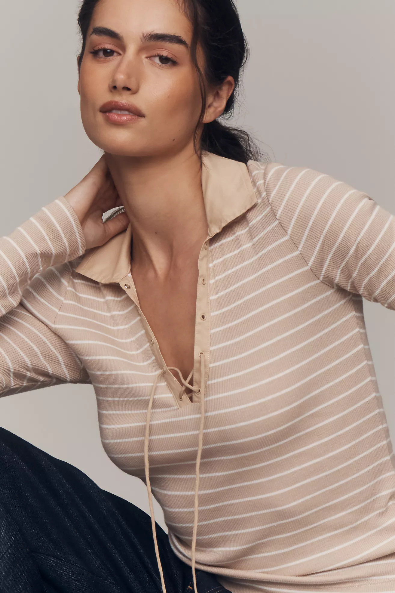 Maeve Tie-Front Long-Sleeve Top | Anthropologie (US)