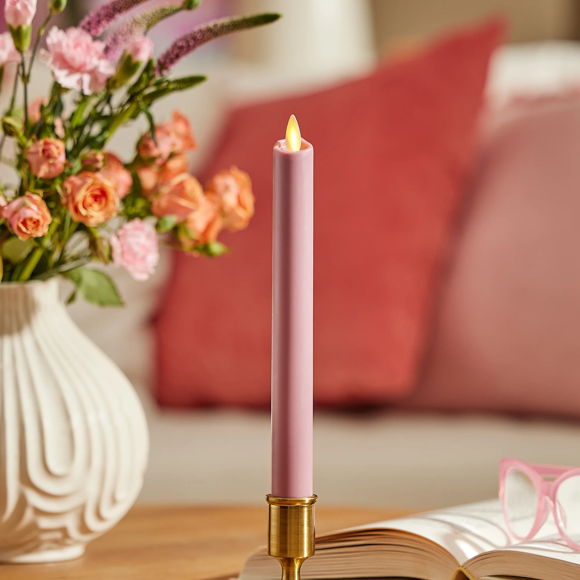 Blooming Mauve Flameless Candle Taper | Luminara