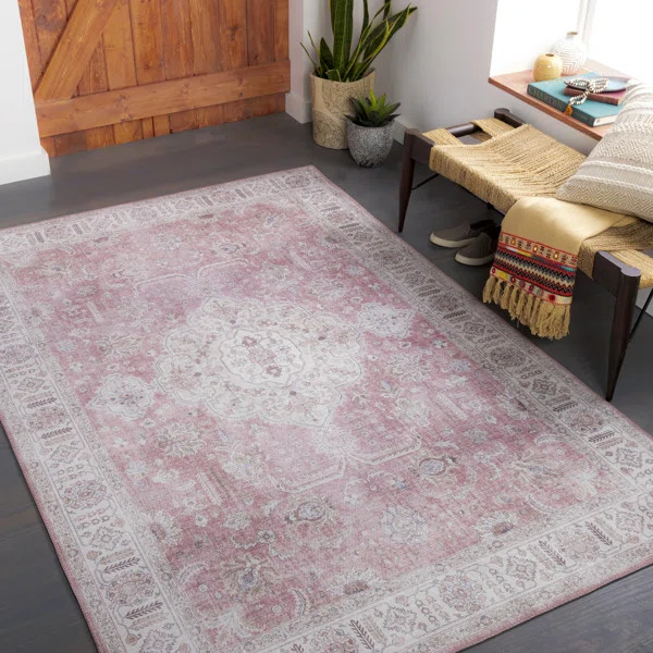 Fleckenstein Performance Rose/Ivory Rug | Wayfair North America