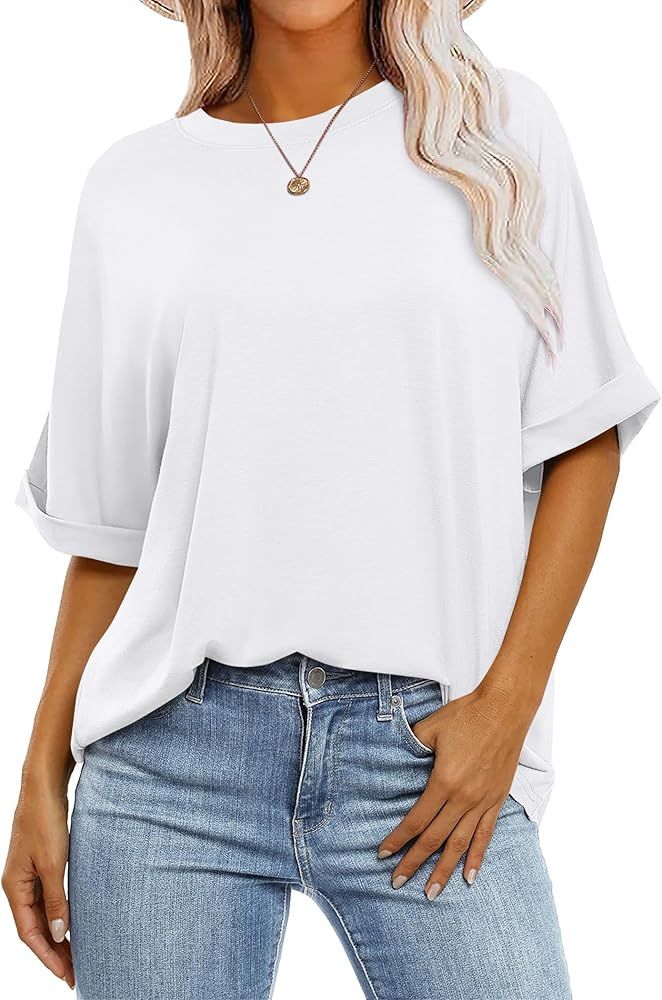 Zeagoo T-shirt dames zomer kant bovenstuk ronde hals basic shirt blouse korte mouwen elegant voor vrouwen, bruin, XXL