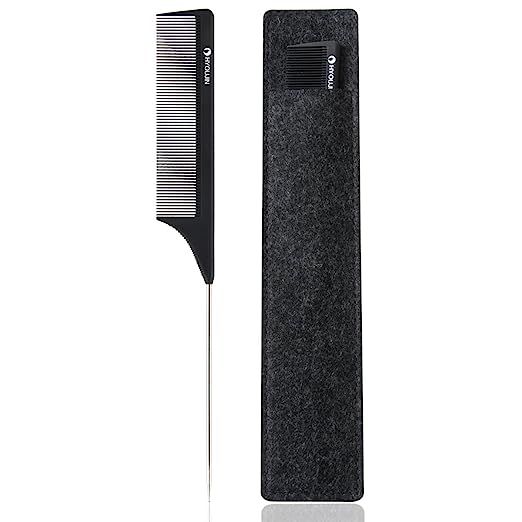 HYOUJIN 608 Black Carbon Pin tail Comb,100% Anti static 230℃ Heat Resistant,Metal Pintail Comb,... | Amazon (US)