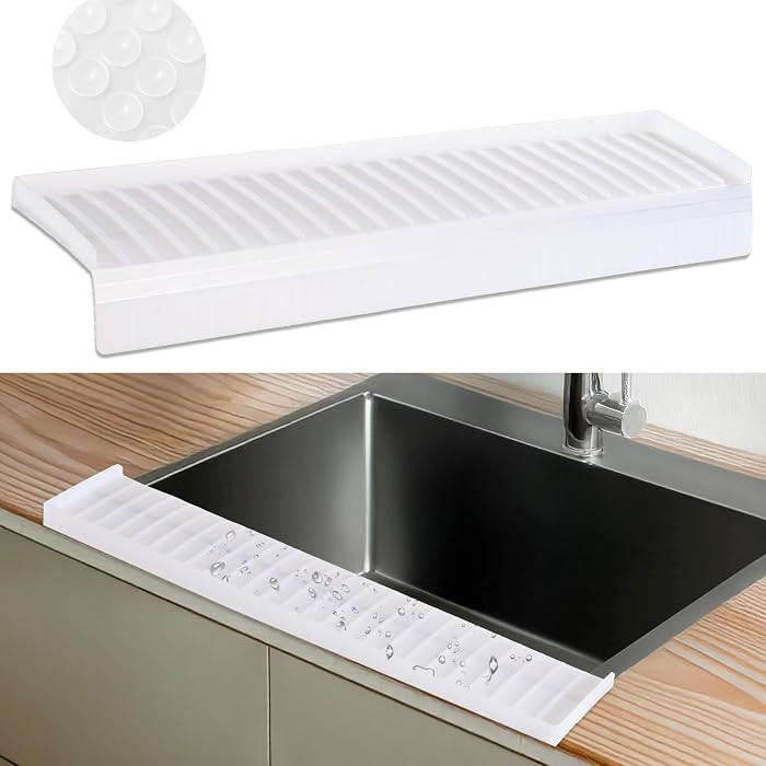 Sink Edge Protector with Suction Cup 4"x30" 20" 14", Silicone Sink Splash Guard for Kitchen & Bat... | Amazon (US)