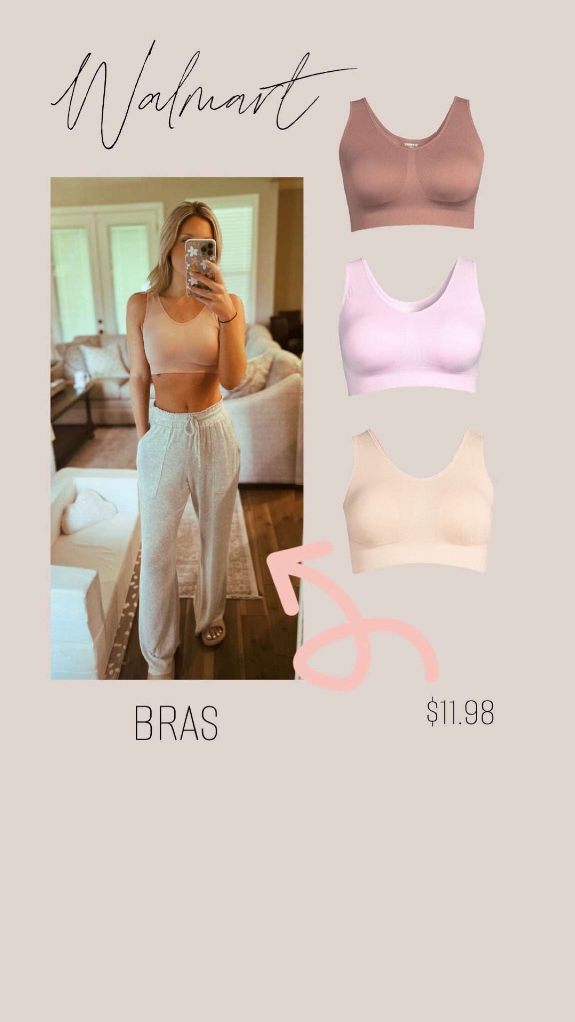 Tagging all my favorite Bras/bralettes from Walmart! 
I wash these all on delicate and have no issues with the pads coming out. 
Walmart finds, walmart bralettes, walmart lounge 

#LTKU #LTKunder50 #LTKFind