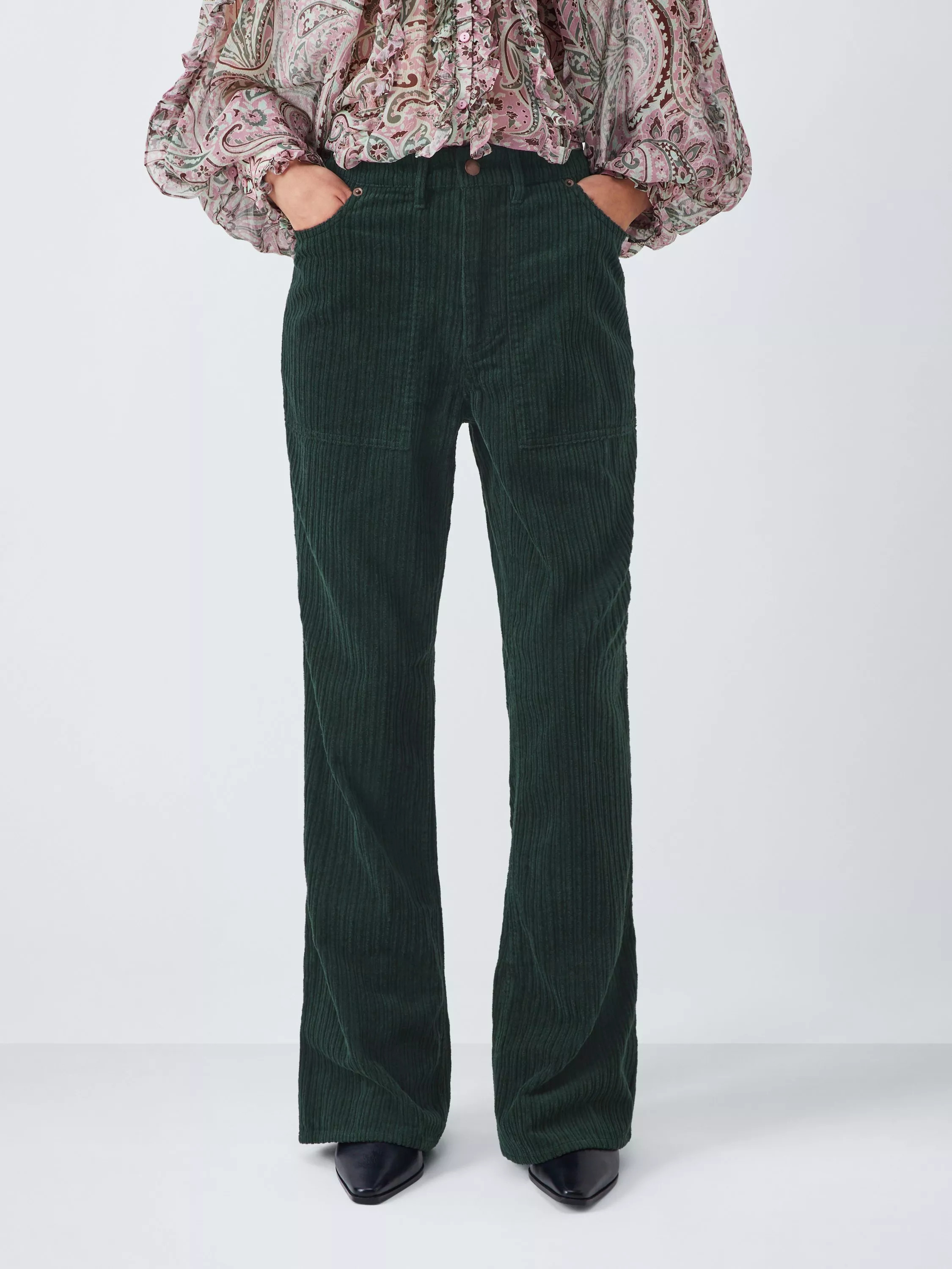 AND/OR Mid Rise Flared Corduroy Trousers | John Lewis (UK)