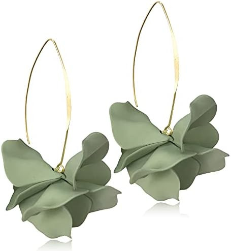 Handmade Bohemian Acrylic Large Flower Dangle Drop Earrings Unique Resin Tiered Petal Flower Line... | Amazon (US)