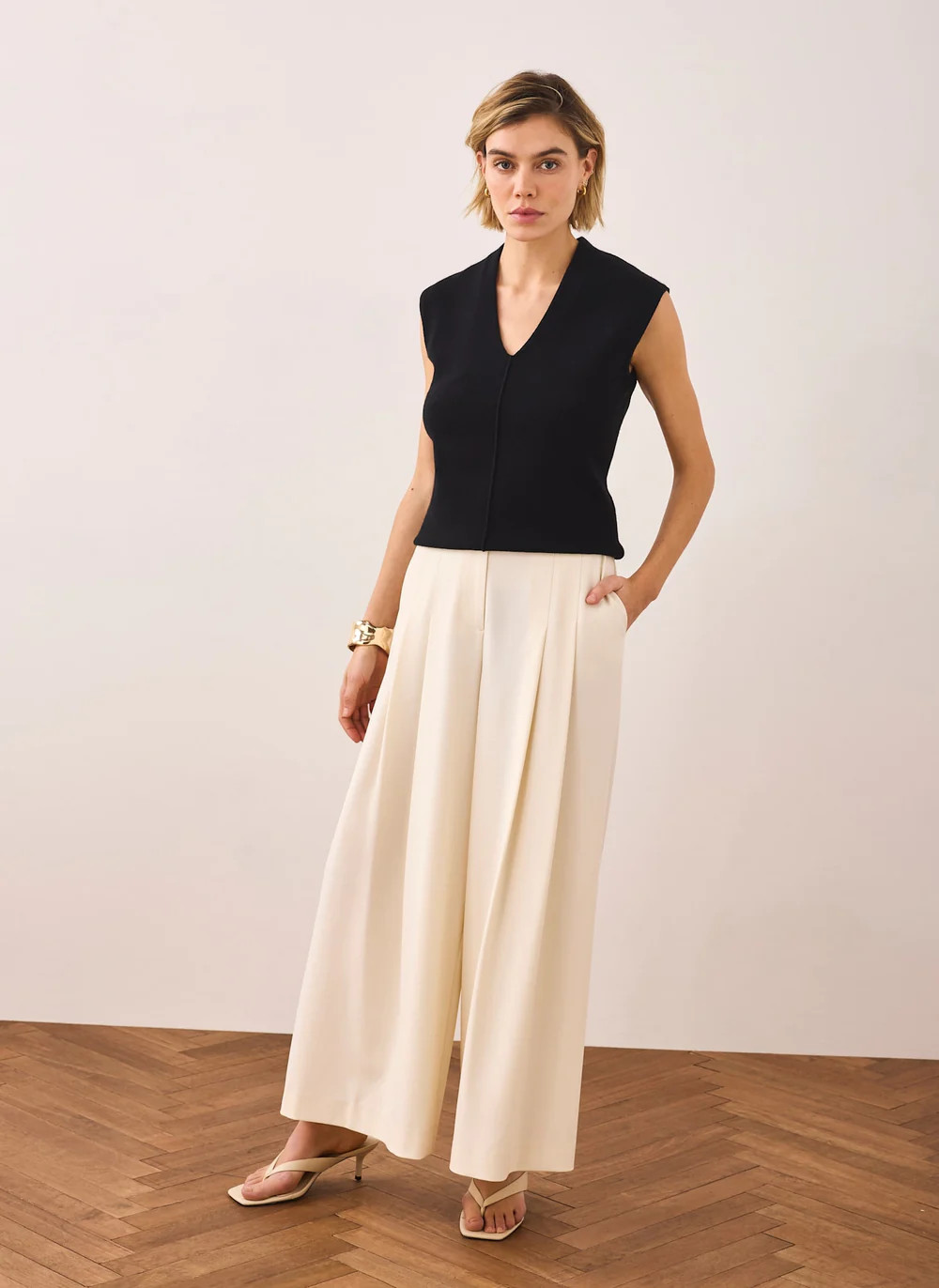 Black Sleeveless Knit Top | Mint Velvet