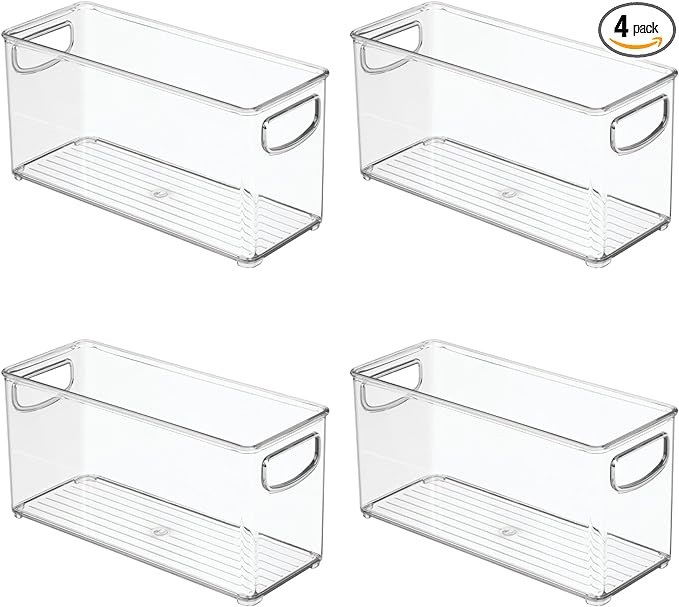 iDesign 4-Piece Recycled Plastic Small Stackable Kitchen Organizer Bin with Integrated Handles fo... | Amazon (US)