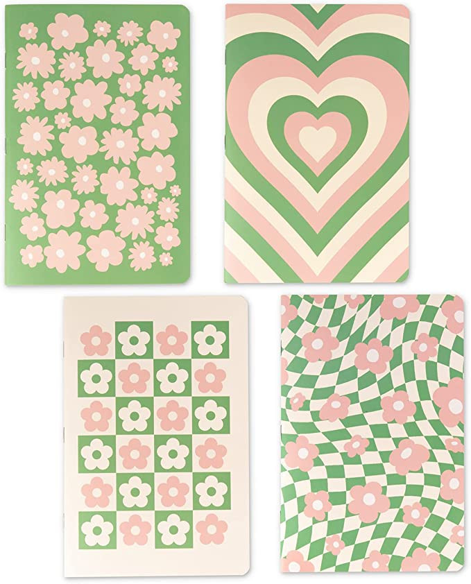 THiNKABLE Cute Journal Set, 4 Pack Pastel Notebooks, A5 60 Pages, Green Pink Aesthetic Notebook f... | Amazon (US)