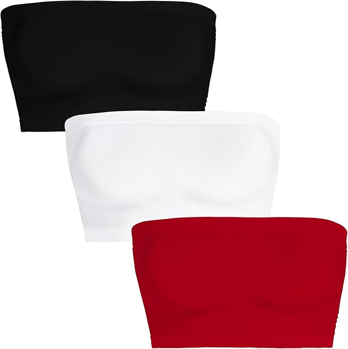 Womens Tube Tops Summer Bandeau Casual Crop Top Going Out Strapless Tank Basic Short Shirt | Amazon (US)